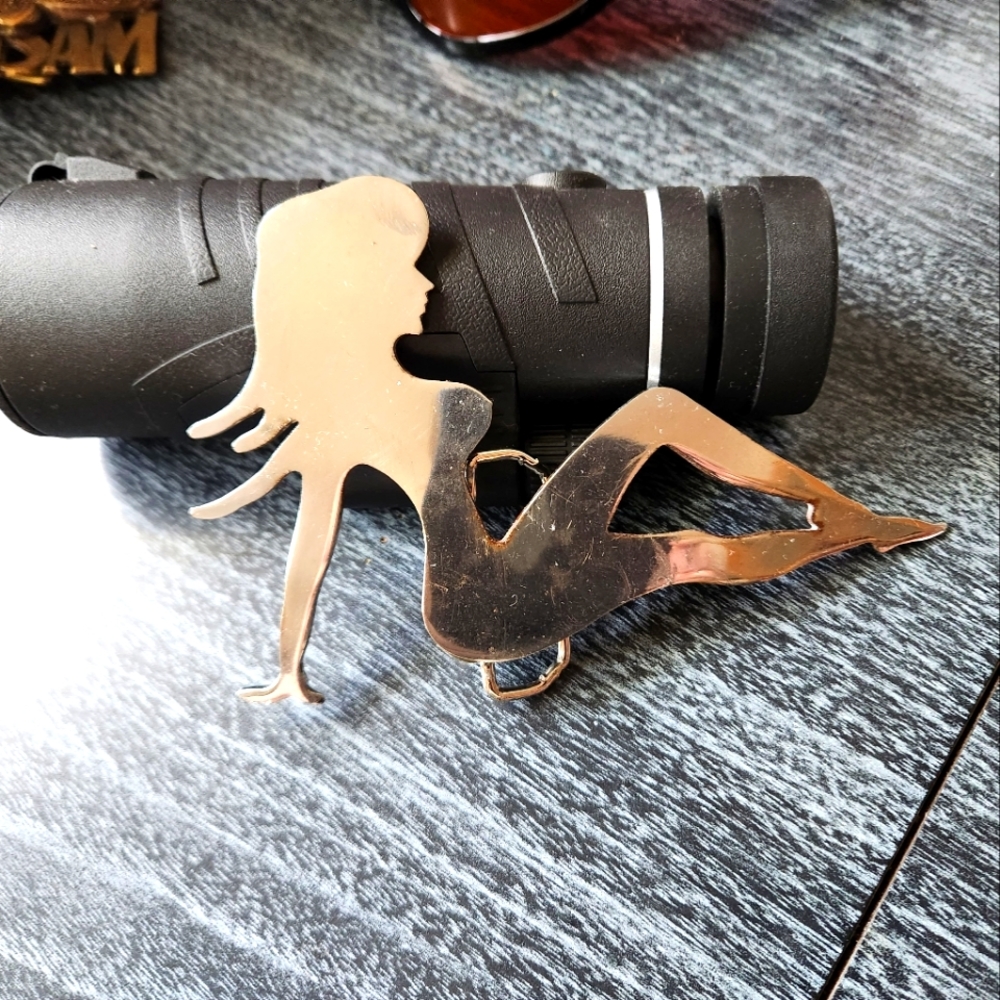 Lost And Now FOUND! - Homemade Trucker Girl mudflap medallion belt buckle